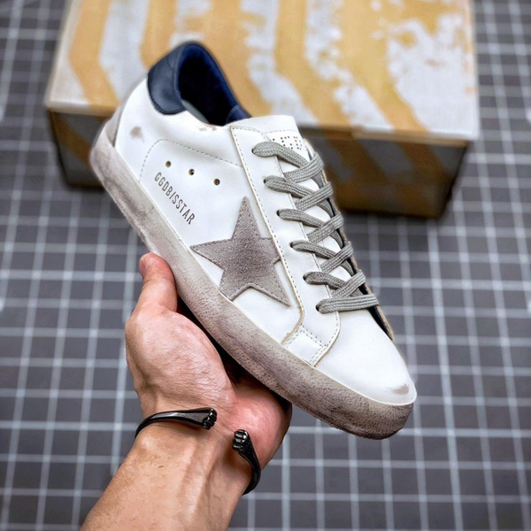 Sapatilhas Golden Goose Super-Star - Brancas e Azuis